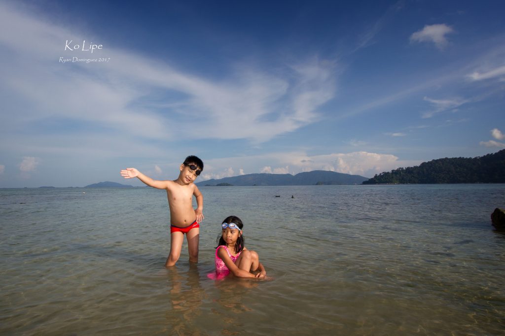kids on the beach at Pitiusas in Koh Lipeh